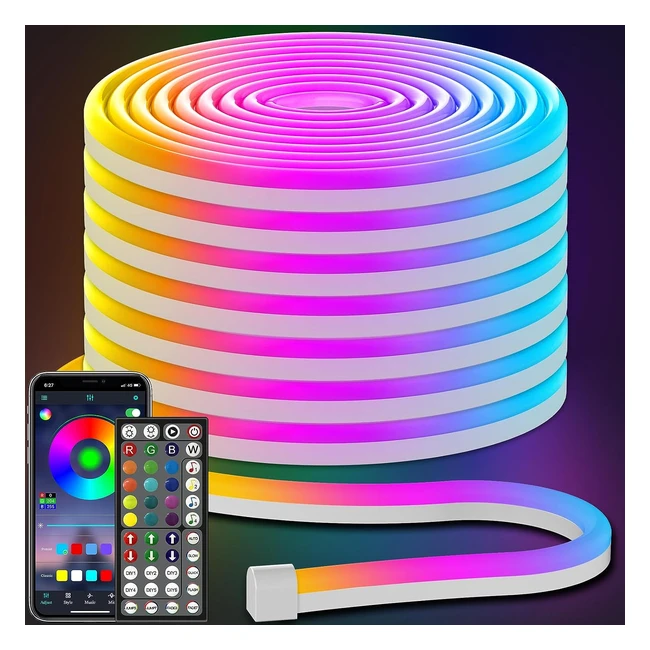 Ailbton 15m Neon LED Strip - Flexibler RGB Streifen mit App-Steuerung - Wasserdi