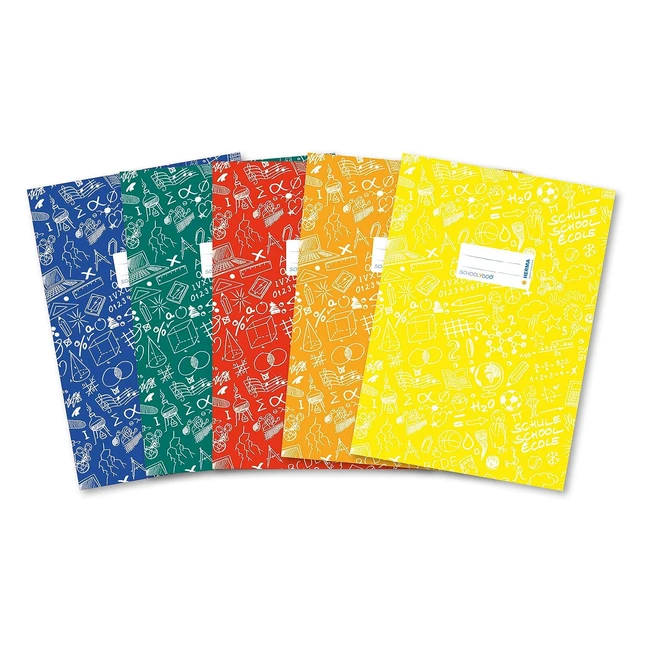 Copertina Herma per quaderni DIN A4 - Set da 5 - Lavabile e resistente - Colori 