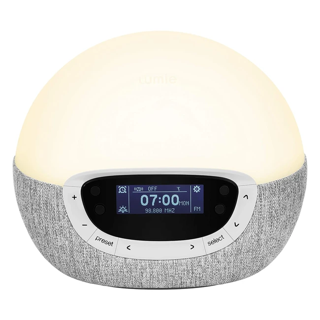 Lumie Bodyclock Shine 300 - Wakeup Light Alarm Clock with Radio, 15 Sounds, and Sleep Sunset - White