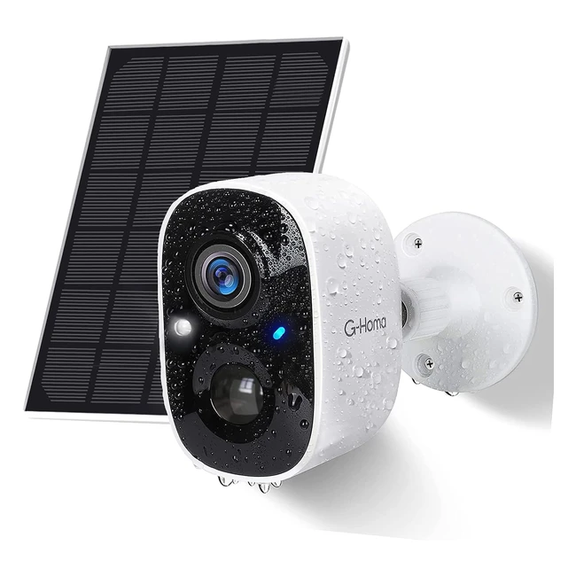 Caméra surveillance wifi extérieure sans fil solaire - GHOMA - Réf: 123456 - Vision nocturne, audio bidirectionnel, détection de mouvement