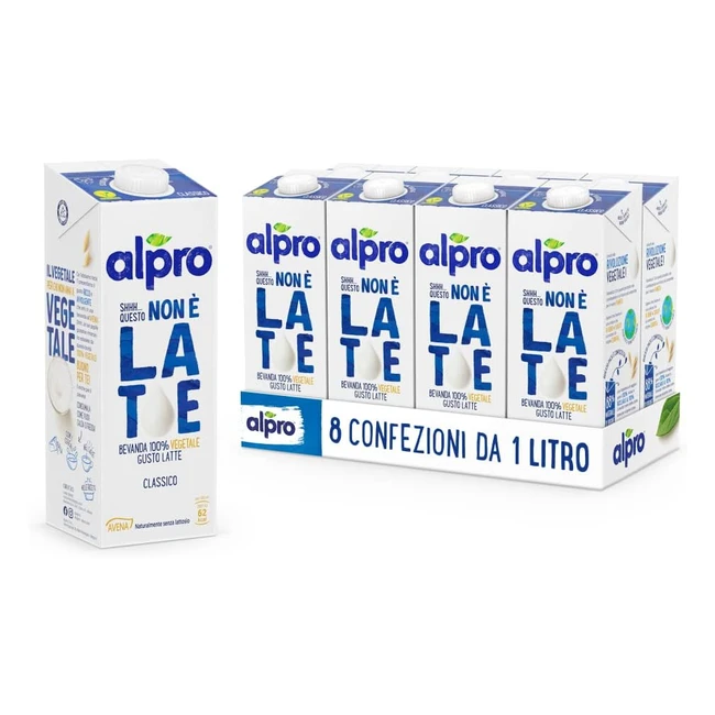 Alpro Bevanda all'Avena Classico 100% Vegetale - Gusto Latte - 8 Confezioni x 1 Litro