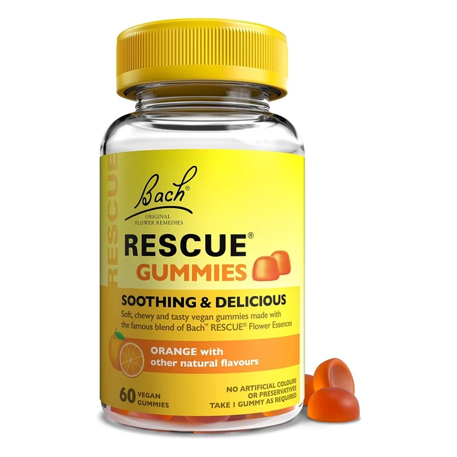 Rescue Remedy Orange Gummies 60 Pack - Natural Flower Essences for Balanced Days