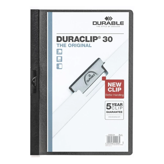 Durable Duraclip 223801 Klemmmappe Original 60 Hartfolie bis zu 60 Blatt A4 Pack