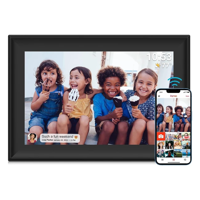 Frameo Digital Photo Frame WiFi 10.1 Inch Motion Sensor 16GB Storage 1280x800 Touch Screen