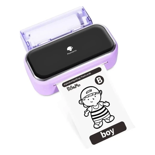 Phomemo M03 Pocket Printer - Mini Sticker Printer for Phone - Portable Wireless Bluetooth Label Printer - Compatible with Android iOS - Purple