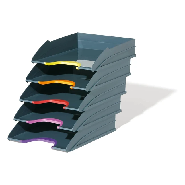 Durable Varicolor Letter Tray Set - Stackable Color Coded Ideal for Documents