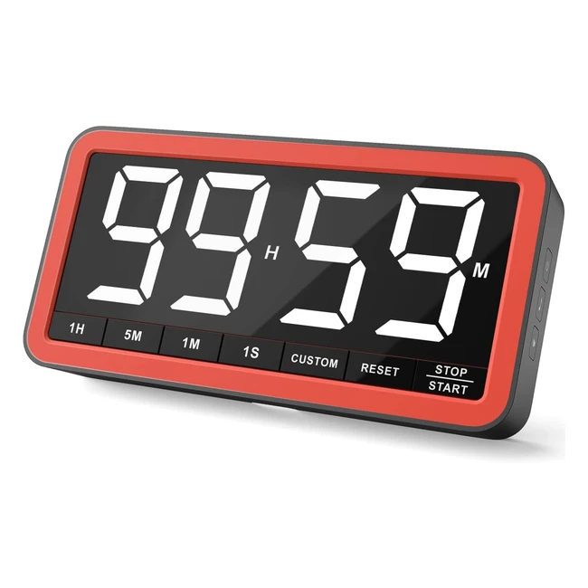 Vocoo Grande Timer da Cucina Digitale - Timer Magnetico a LED con 3 Luminosità - 4 Allarmi e 3 Livelli di Volume - Timer per Conto alla Rovescia - Batteria Ricaricabile