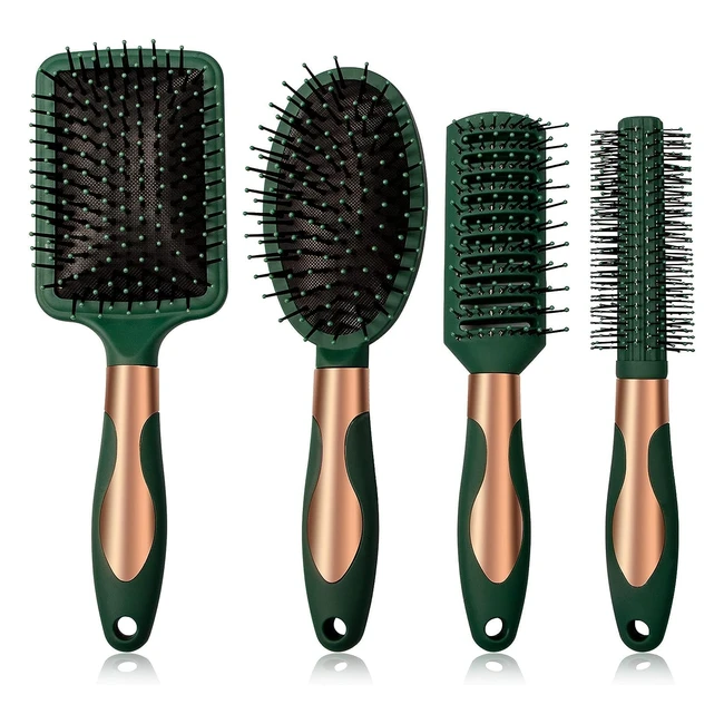 Hair Brush Set - Anti Static Massage Oval Comb Round Hair Brush Vent Hair Brush Detangling Brush Paddle Brush for Women Men