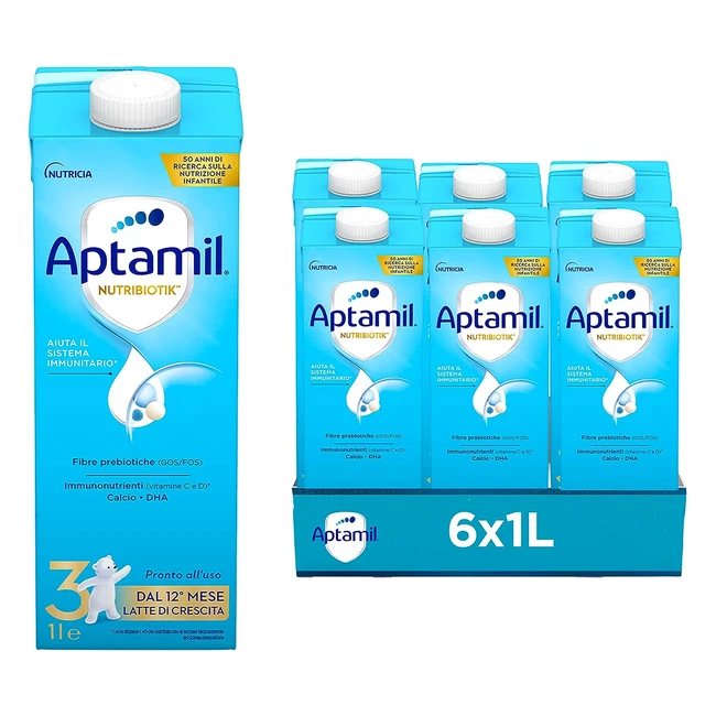 Aptamil 3 Latte di Crescita Liquido per Bambini - Formula Prebiotica - Confezione da 6 Litri
