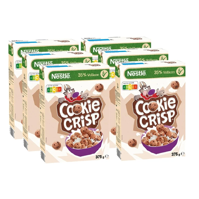 Nestlé Cookie Crisp Cerealien mit Vollkorn - Kinderfrühstück - 6er Pack (6x375g)