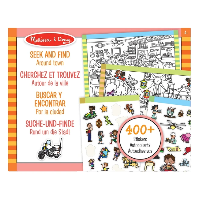 Melissa & Doug Town Activity Book for Children - Sticker Pad & Seek-and-Find - Gift for Boys or Girls