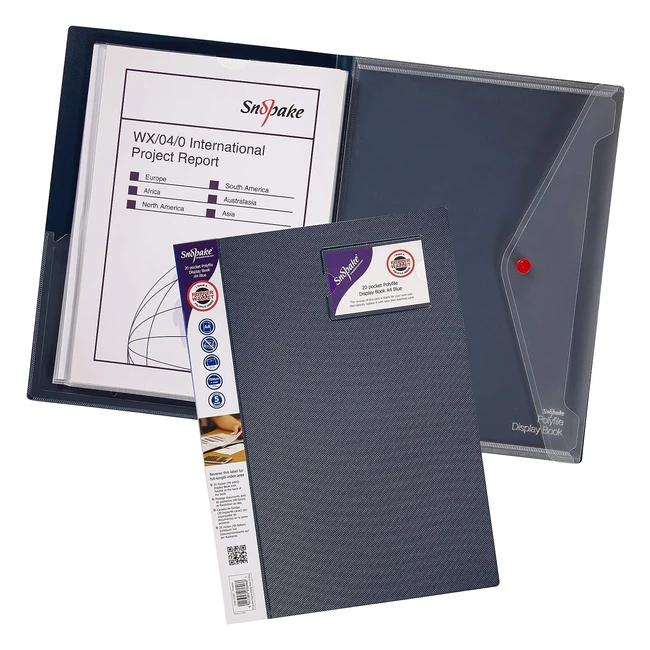 Snopake A4 Polyfile Display Book 20 Pockets Blue Ref 12367 - Premium Quality, Durable, and Stylish