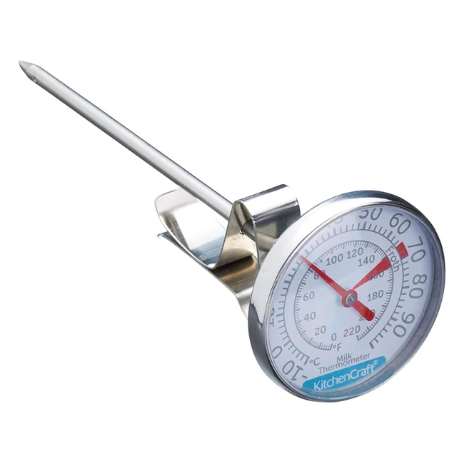 KitchenCraft Milk Thermometer - Stainless Steel Clip-On Temperature Range 10