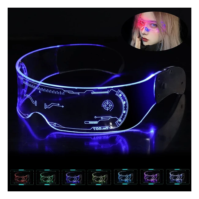 Occhiali da festa LED futuristici - 7 colori luminosi - Perfetti per cosplay e feste