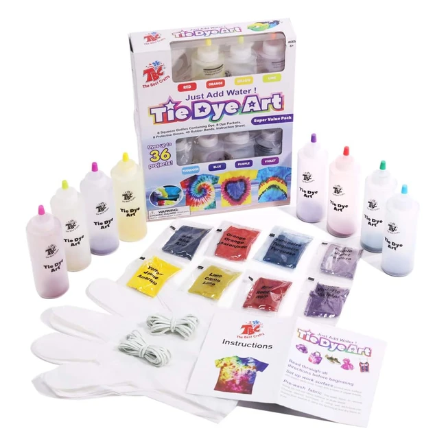 Crafts Tie Dye Kit - 8 Colors 65 Pieces - Super Value Pack