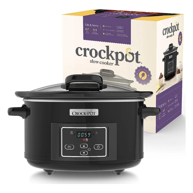 Crockpot Lift and Serve Digital Slow Cooker | Hinged Lid | Programmable Timer | Energy Efficient