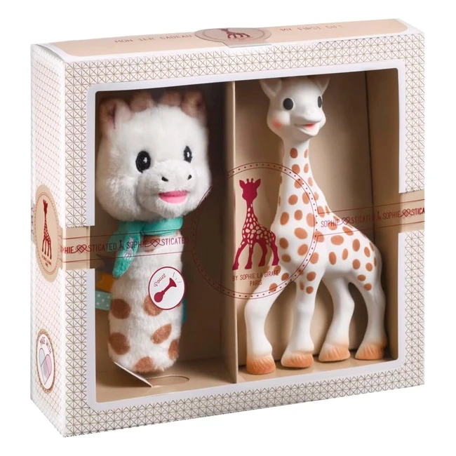 Set regalo nascita Sophie la Girafe, sonaglio pouet in tessuto, 100% gomma naturale, attività per bambino