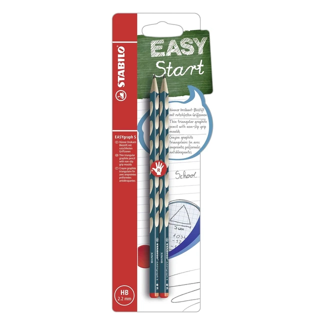 Stabilo Easygraph S Graphite Pencil - Pack of 2 - Ergonomic Design - Petrol - HB