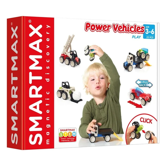 SmartMax Power Vehicles - Set di gioco magnetico con 25 pezzi - 3 anni