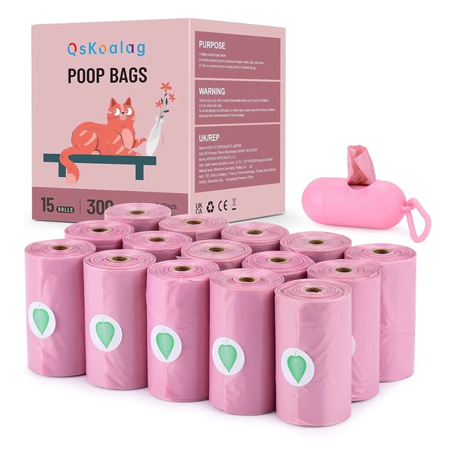 Nineaccy Biodegradable Pink Dog Poo Bags Lavender Scent 300 Bags