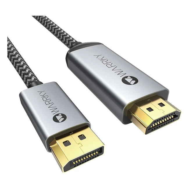 Warrky 4K DisplayPort to HDMI Cable 1m33ft - Goldplated Aluminium Shell - Unidirectional - Compatible with Lenovo HP Dell
