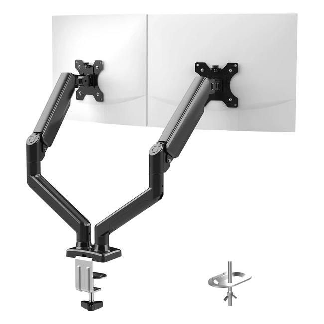 Grifema GB20032 Dual Monitor Arm Desk Mount | Gas Spring | Height Adjustable | VESA 75/100mm