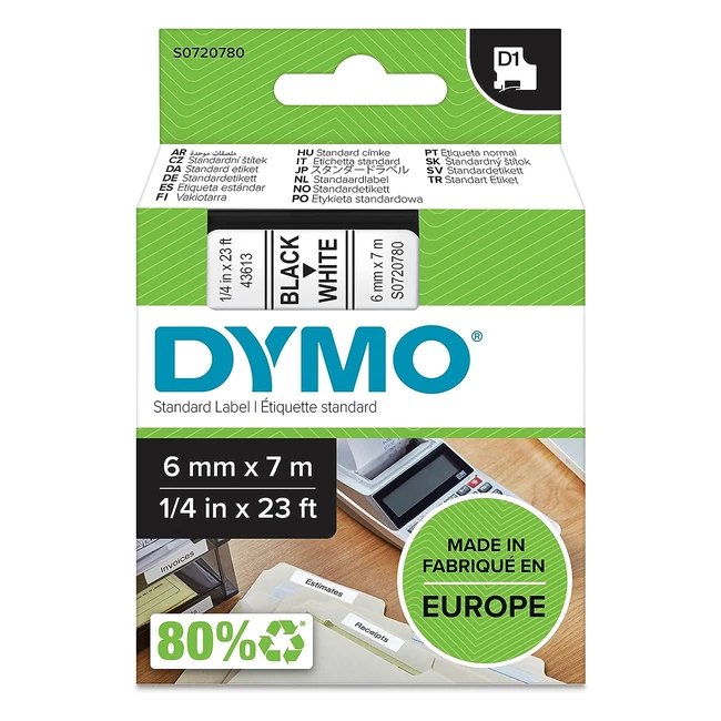 Etichette autoadesive Dymo D1 per LabelManager - Rotolo 6mm x 7m - Stampa Nero su Bianco