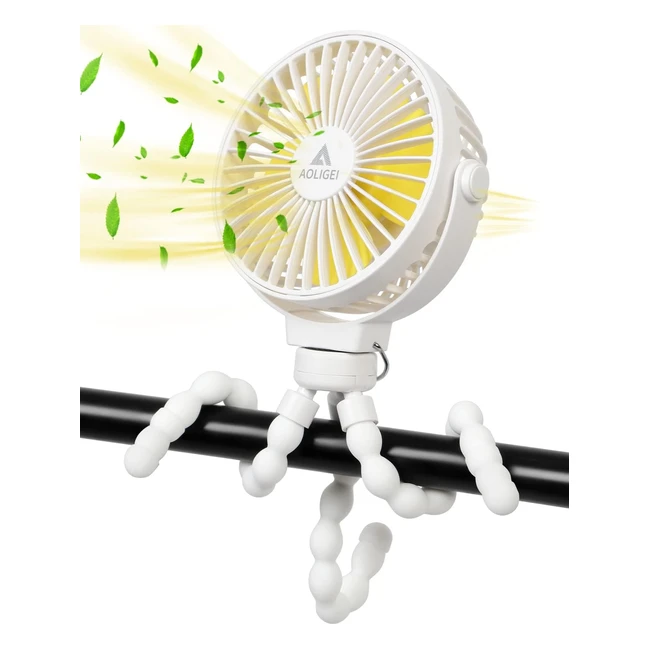 Aoligei Octopus Pram Fan - Portable Rechargeable Stroller Fan with Detachable Tr