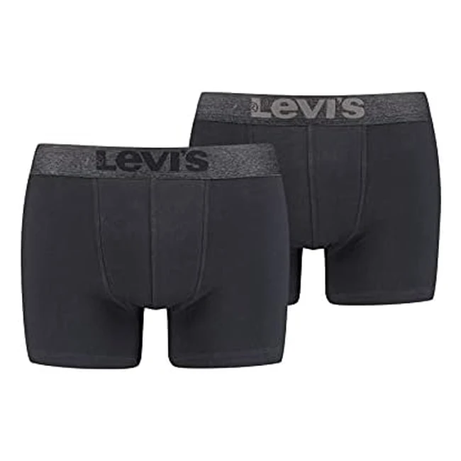 Levis Mens Melange Waistband Organic Cotton Boxer Brief Pack of 2 Black L