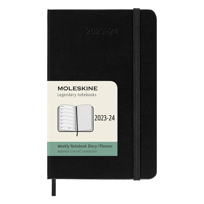 Moleskine Wochenplaner 2023-2024, 18-Monats-Kalender, Hardcover, Taschengröße 9 x 14 cm, schwarz