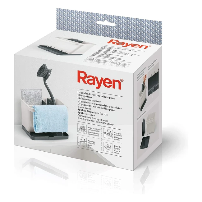 Organizer per utensili da lavandino Rayen chiaro e grigio scuro 17x133x115 cm
