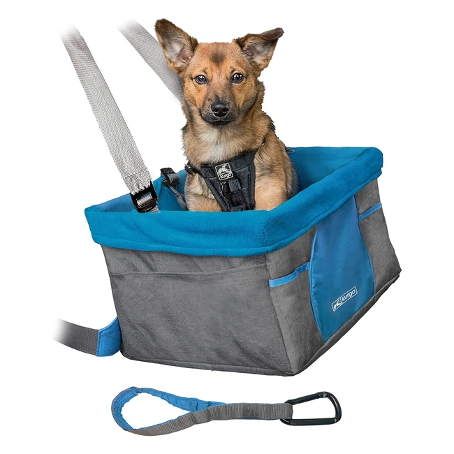 Kurgo Heather Car Booster Seat for Dogs - Quick & Secure Installation - Fleece Lining - Grey/Blue