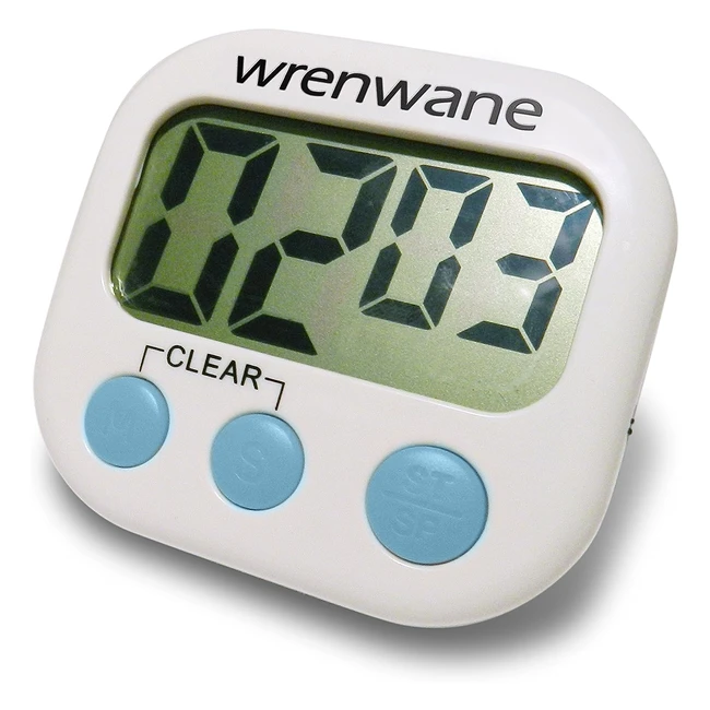 Wrenwane Digital Kitchen Timer - Upgraded Version with Big Digits  Loud Alarm -