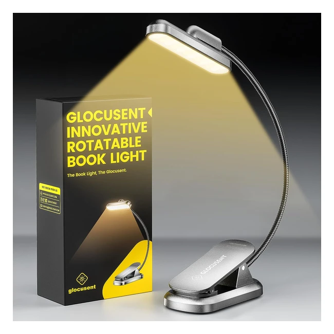Lámpara de lectura giratoria Glocusent con luz LED, temporizador y ajuste de color - Ideal para amantes de los libros