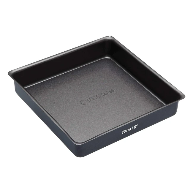 Masterclass KCMCHB77 8 Inch Square Sandwich Tin with Loose Base - Non Stick Carbon Steel Cake Pan
