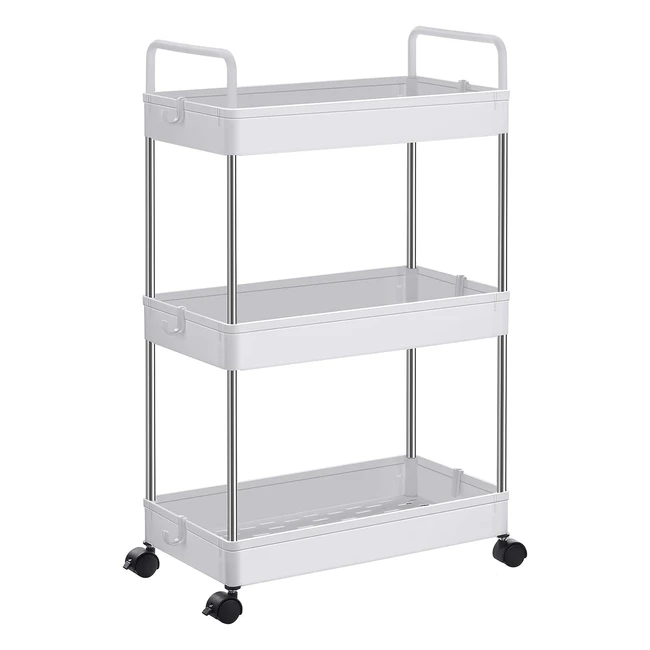 Carrello Portaoggetti Songmics 3 Ripiani Scaffale con Ruote 42x225x68 cm Bianco