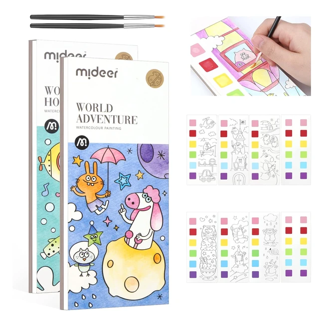 Magic Watercolour Painting Book for Kids - AXNSATRE 2pcs Pocket Colouring Books 
