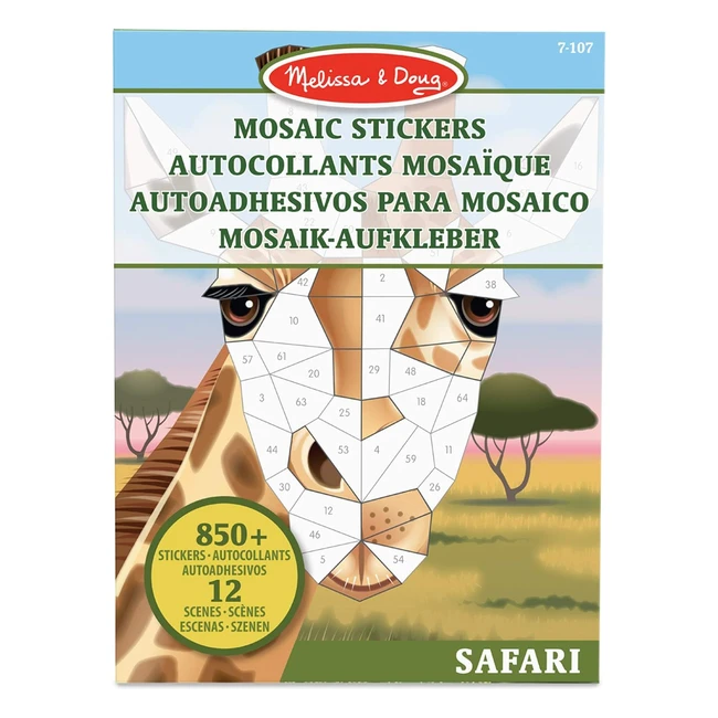Melissa & Doug Mosaic Stickers Safari Animals - Activity Pad & Sticker Book - Gift for Boy or Girl