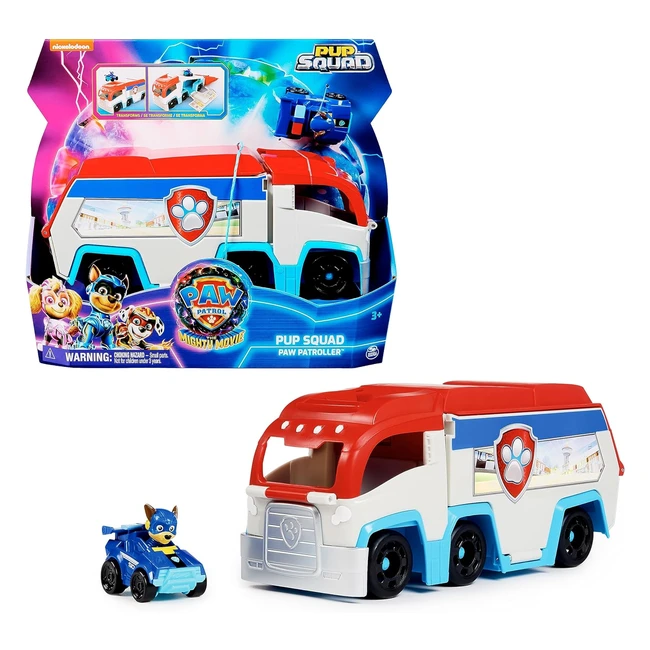 PAW Patrol Mighty Movie Pup Squad Patroller Team Fahrzeug mit Chase Spielzeugauto für Kinder ab 3 Jahren
