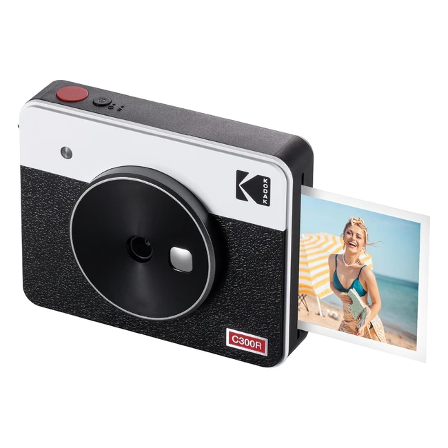 Kodak Mini Shot 3 Retro - Cámara Instantánea e Impresora de Fotos 2en1 - 76x76cm - Blanco