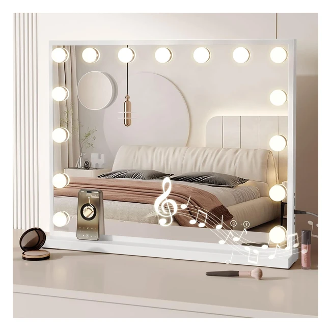 Dripex Bluetooth Hollywood Vanity Mirror - Large Makeup Mirror with 15 Dimmable LED Bulbs