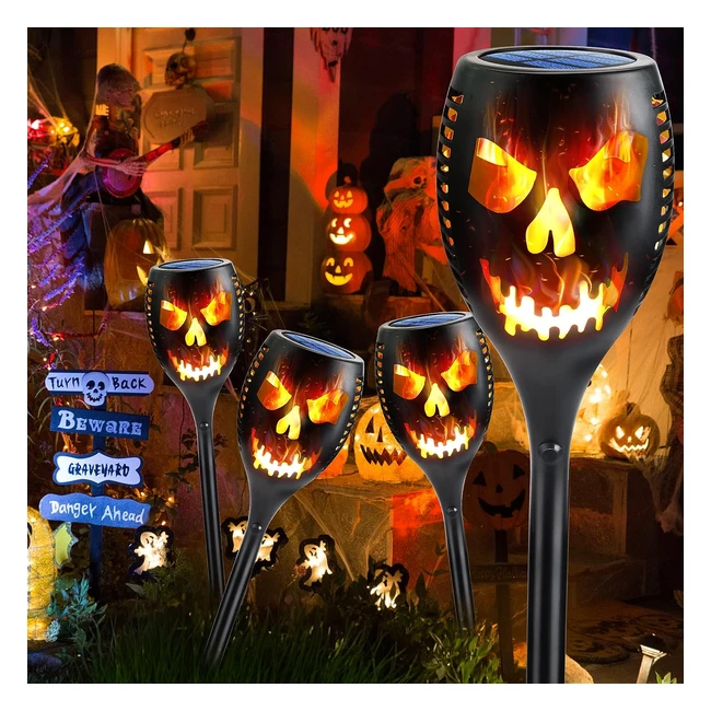 Nexvin Halloween Decorazioni 4 Pezzi 51 LED Grandi Luci Solari Zucca Halloween -