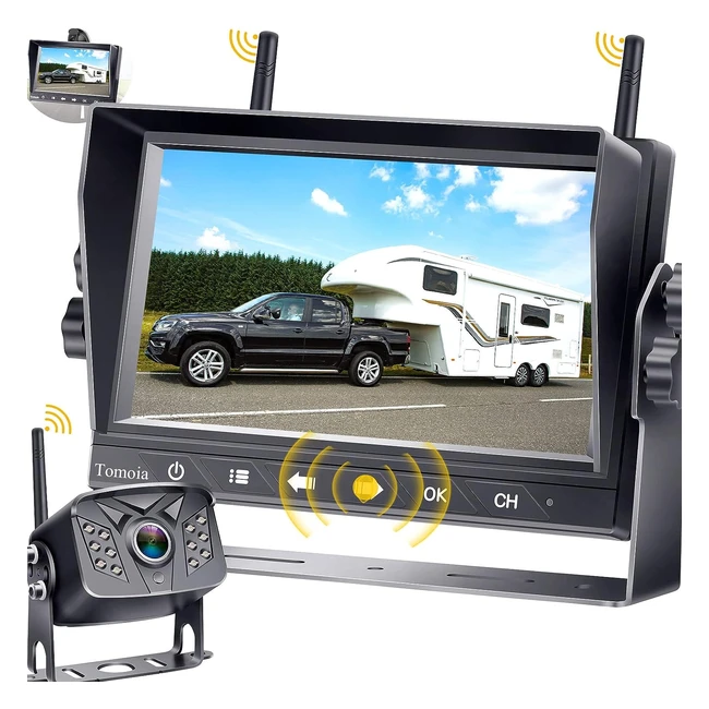 Tomoia HD 1080P 7 Kit Caméra Recul Sans Fil DVR Vision Nocturne Étanche IP69 Camping Car Caravan Camion Remorqu Remorqu T5