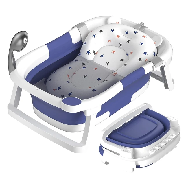 Foldable Baby Bathtub - Rabb 1st - Multifunctional - Non-Slip Mat - Portable - Blue
