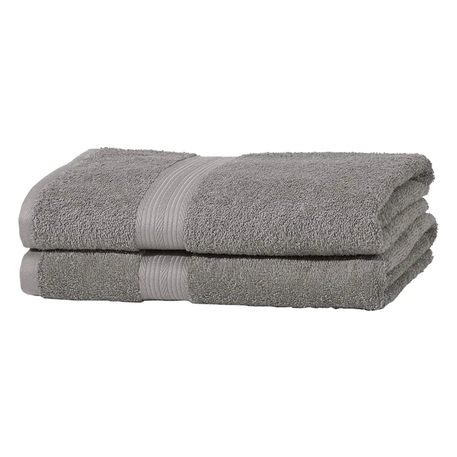 Amazon Basics 100 Cotton AB Fade Resistant 2 Bath Towel 2-Pack - Grey