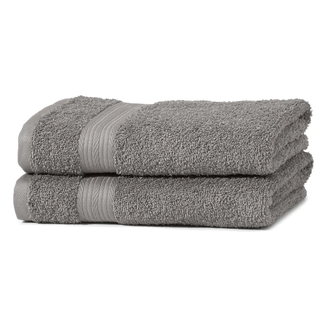 Amazon Basics Handtuch-Set, 2 Handtücher, grau, 50 x 100 cm, 100% Baumwolle, 500g