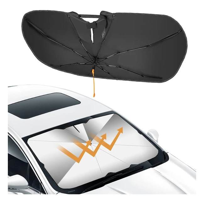 Oziral Car Windshield Sun Shade Umbrella - 360 Rotation, Bendable Shaft, UV Protector - Foldable & UV Block