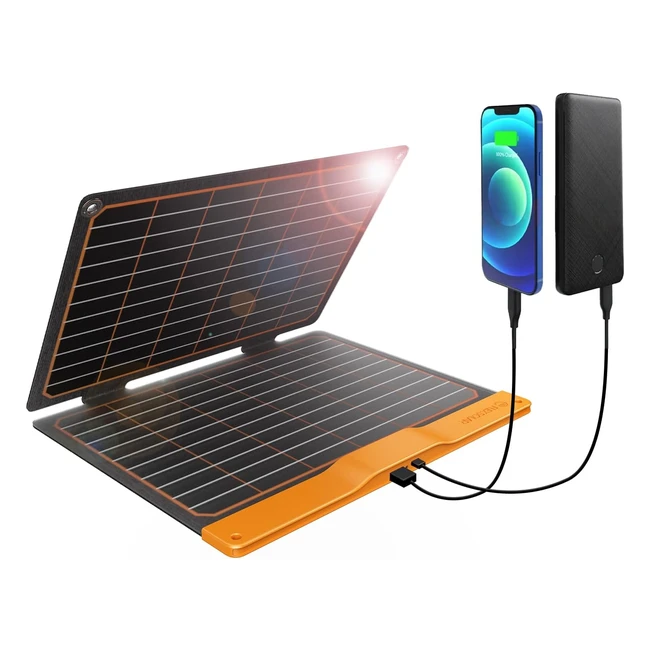 Flexsolar 20W Pannello Solare Portatile per Campeggio - Impermeabile, Caricatore Solare Pieghevole da Zaino con USB e Tipo C - Smartphone, iPad, Power Bank