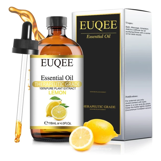 Olio Essenziale di Limone 118 ml - Oli Essenziali Naturali Puri al 100% - Grado Terapeutico - Massaggi, Bagno, Aromaterapia