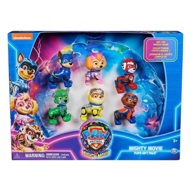 Paw Patrol Mighty Movie Toy Figures Gift Pack - 6 Collectible Action Figures for Kids